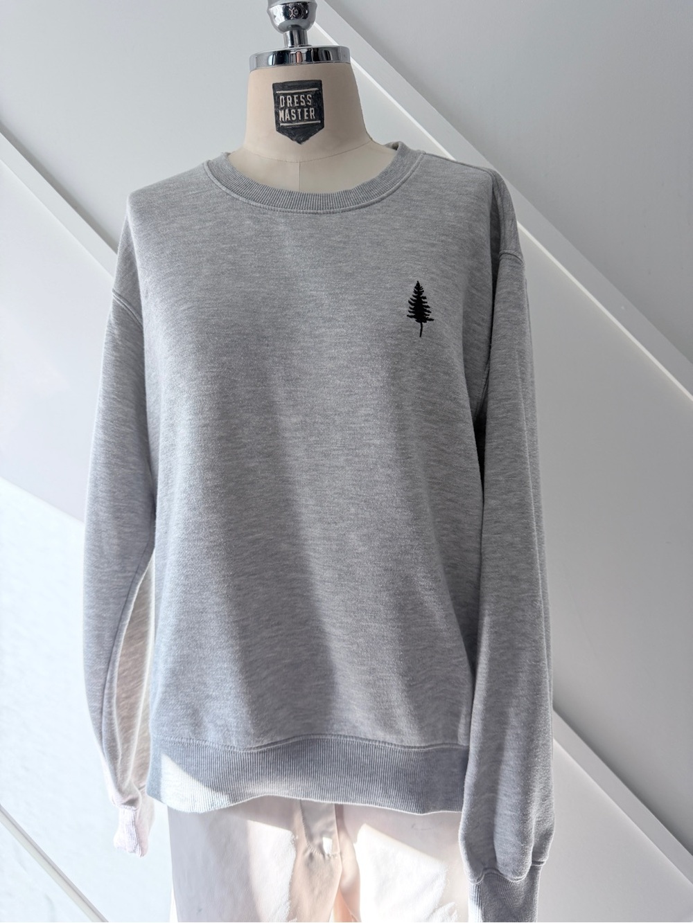 Tenntree Cotton Blend Crewneck Sweatshirt Medium Grey Tree Logo